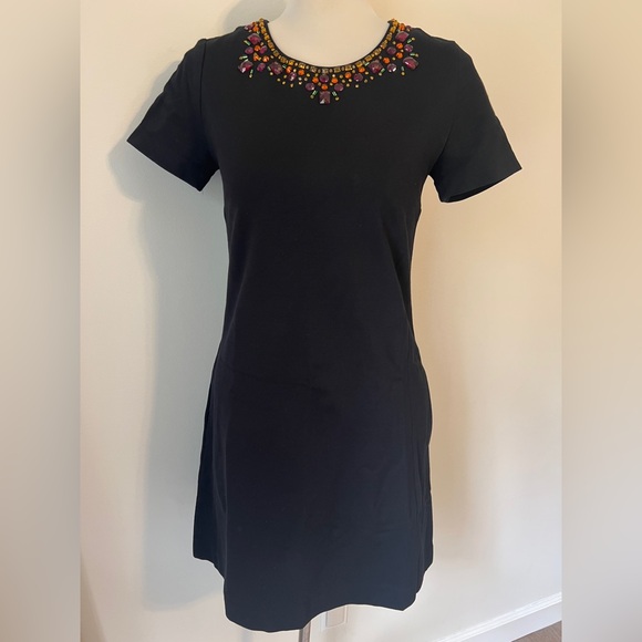 kate spade Dresses & Skirts - Kate Spade Glimmer Shift Dress Jeweled Neck Black Size 6 pockets stretch